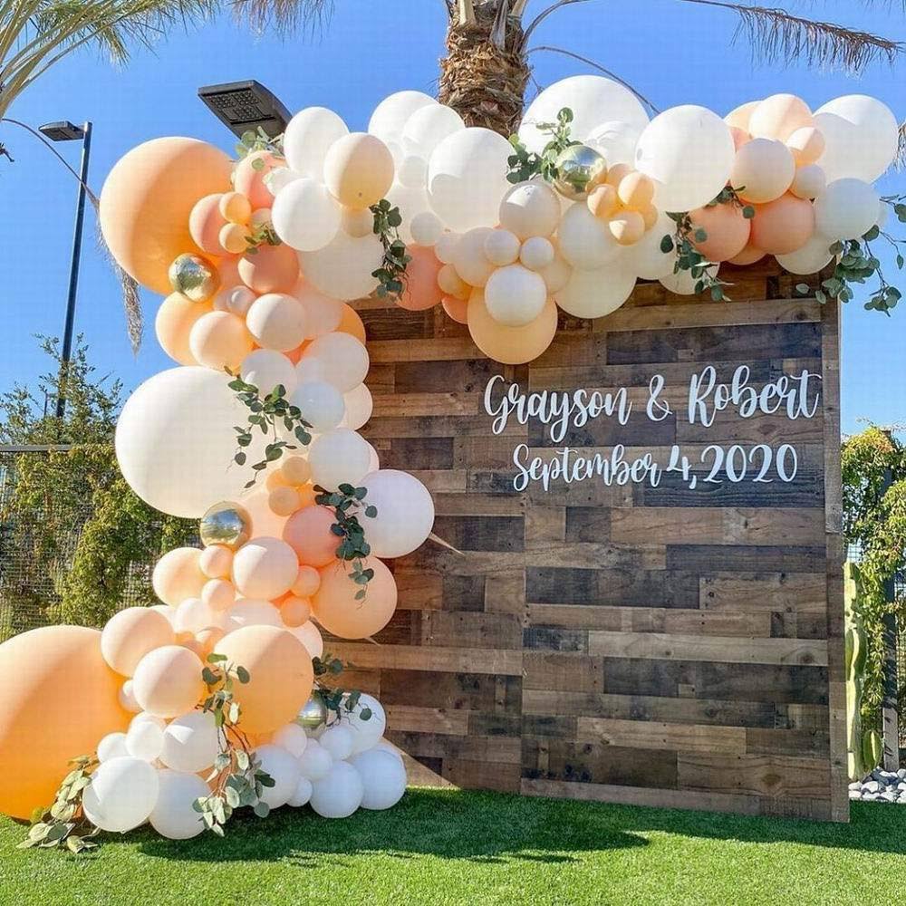 164pcs Blush White Balloons Garland Arch Kit Peach Balloons Chrome Metallic Silver Latex Balloon for Fall Girls Birthday Wedding Bridal Shower Venue