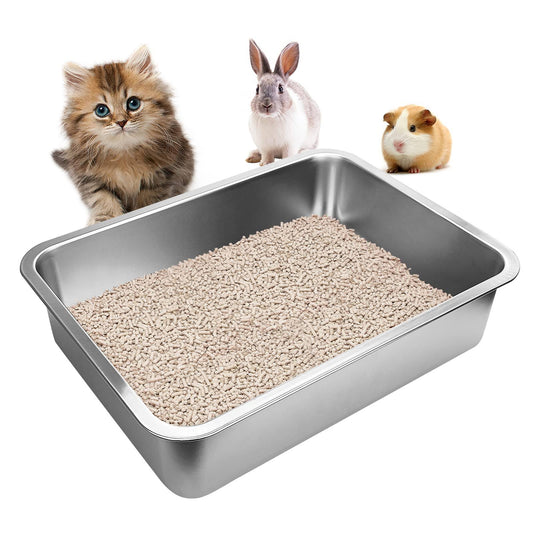 Stainless Steel Cats Litter Box 4" Height Litter Box for Small Animals