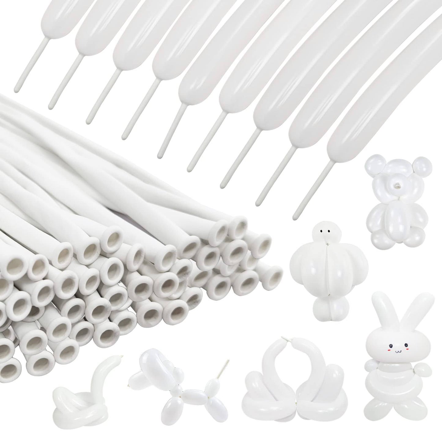 100pcs 260 Balloons White Long Balloons for Balloon Garland Thickening Skinny Latex Twisting Balloon for Animals Modeling Christmas Birthday Wedding