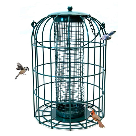 Nature's Rhythm Outdoor Hanging Bird Feeder Cage Mesh Tube Feeder, Green