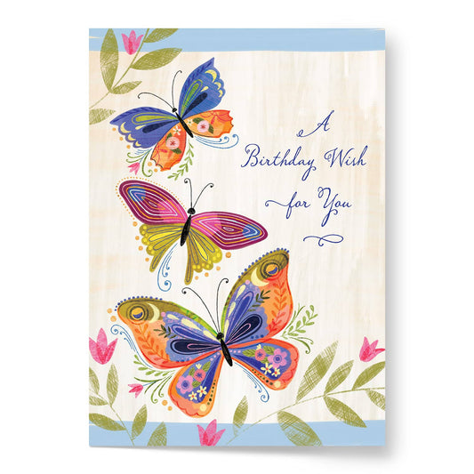 Designer Pop! Pop Up Birthday Card with 3D Butterfly Design - Birthday Wish Greeting Card, Ideal for Friends, Family or Special Someone